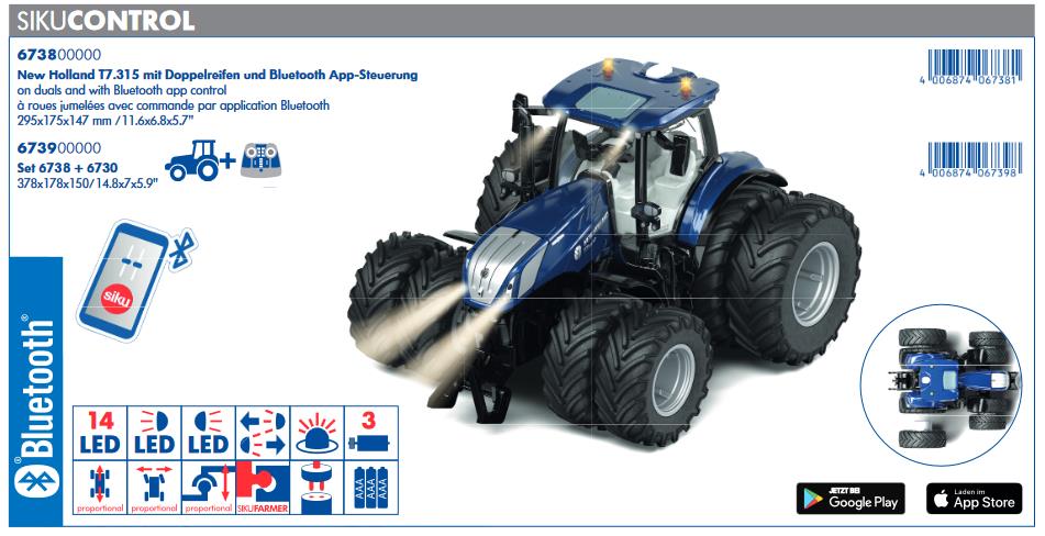 siku bluetooth new holland dubbellucht 6738